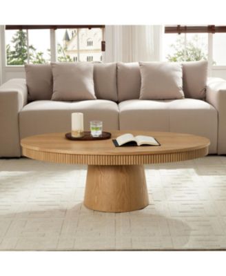 Modern Oval Drum Coffee Table - 47.24 Inch, Natural