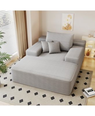 Chaise Lounge Chair Indoor Oversized Sofa Bed Sleeper Couch Plush Faux Fur