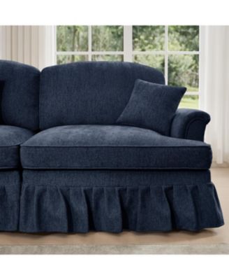 Streamdale Blue Chenille Sleeper Sofa with Ottomans