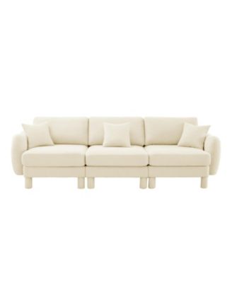 Boucle 3-Seater Sofa with Shell Armrests