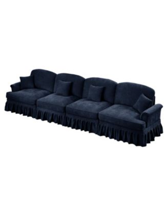 Mid Century 4-Seater Chenille Sofa with Flared Arms