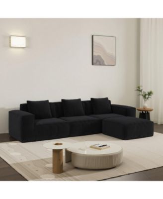 118" Modular Corduroy Sofa Bed with Ottoman