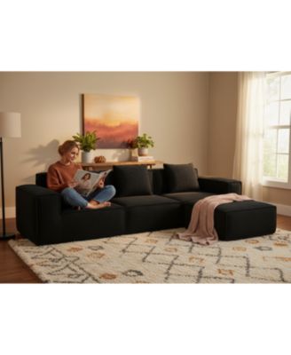 118" Modular Corduroy Sofa Bed with Ottoman