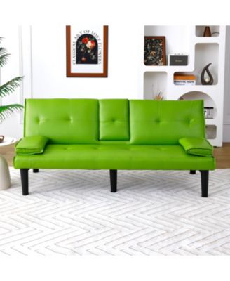 67" PVC Sofa Bed - Foldable with Cup Holder