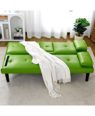 67" PVC Sofa Bed - Foldable with Cup Holder