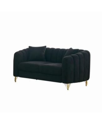63" Chenille Loveseat Sofa - Modern Tufted Couch with Gold Legs
