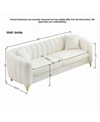 Oversized Chenille Sofa, Modern Tufted Couch, Gold Legs (Beige)