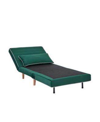 Velvet Foldable Sofa Bed Set - Adjustable Backrest, Green