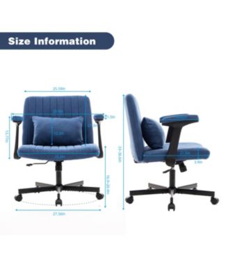 Modern Linen Blue Criss Cross Armrest Office Chair - Product Details