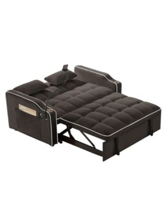  Foldable Velvet Sleeper Sofa Bed with USB, Phone Stand & Adjustable Back