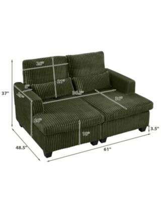 Fluffy Corduroy Loveseat Sofa with Adjustable Back