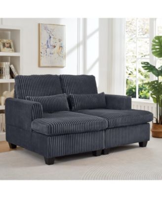  Fluffy Corduroy Loveseat Sofa with Adjustable Back