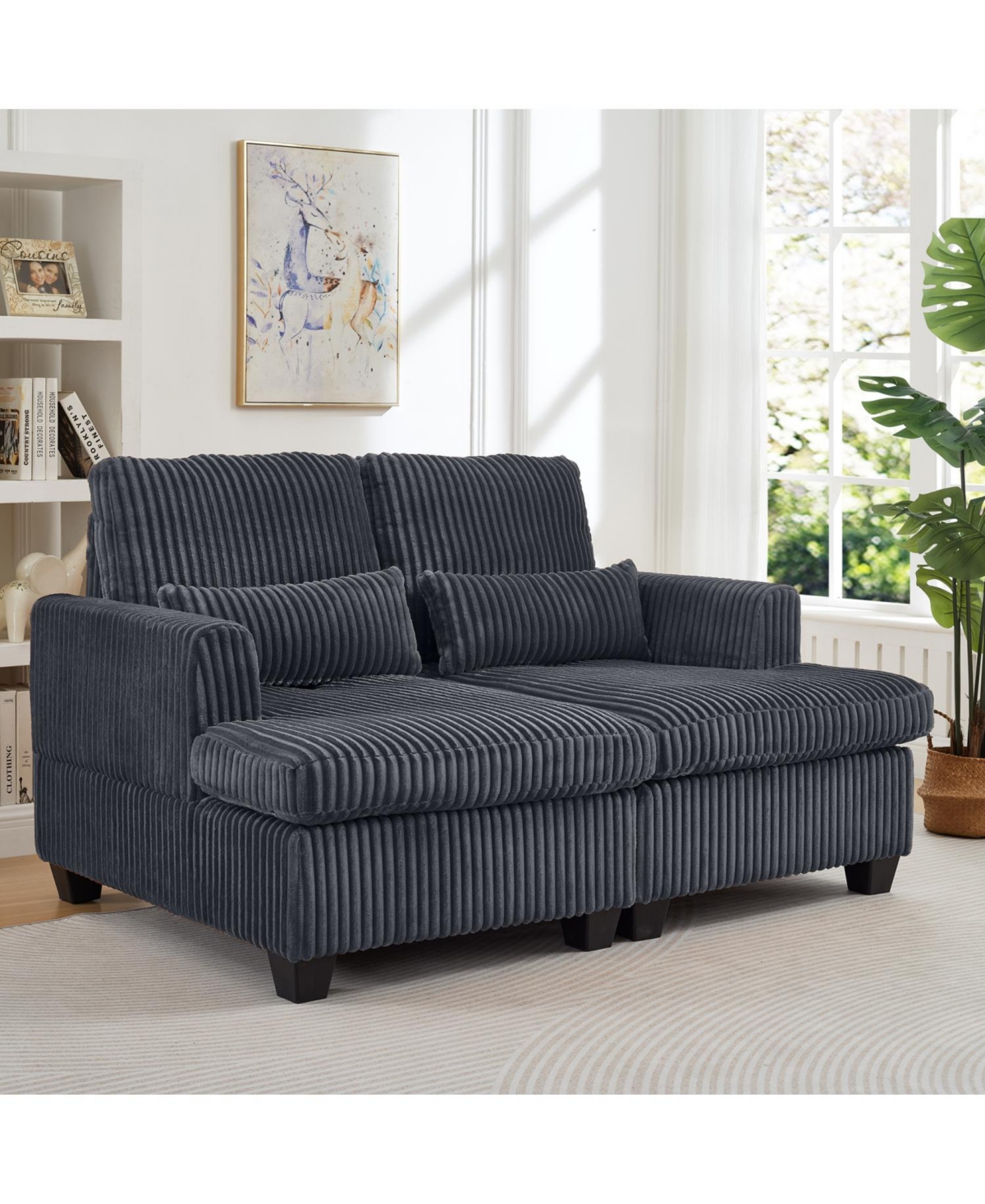 Streamdale Furniture Fluffy Corduroy Loveseat Sofa with Adjustable Back