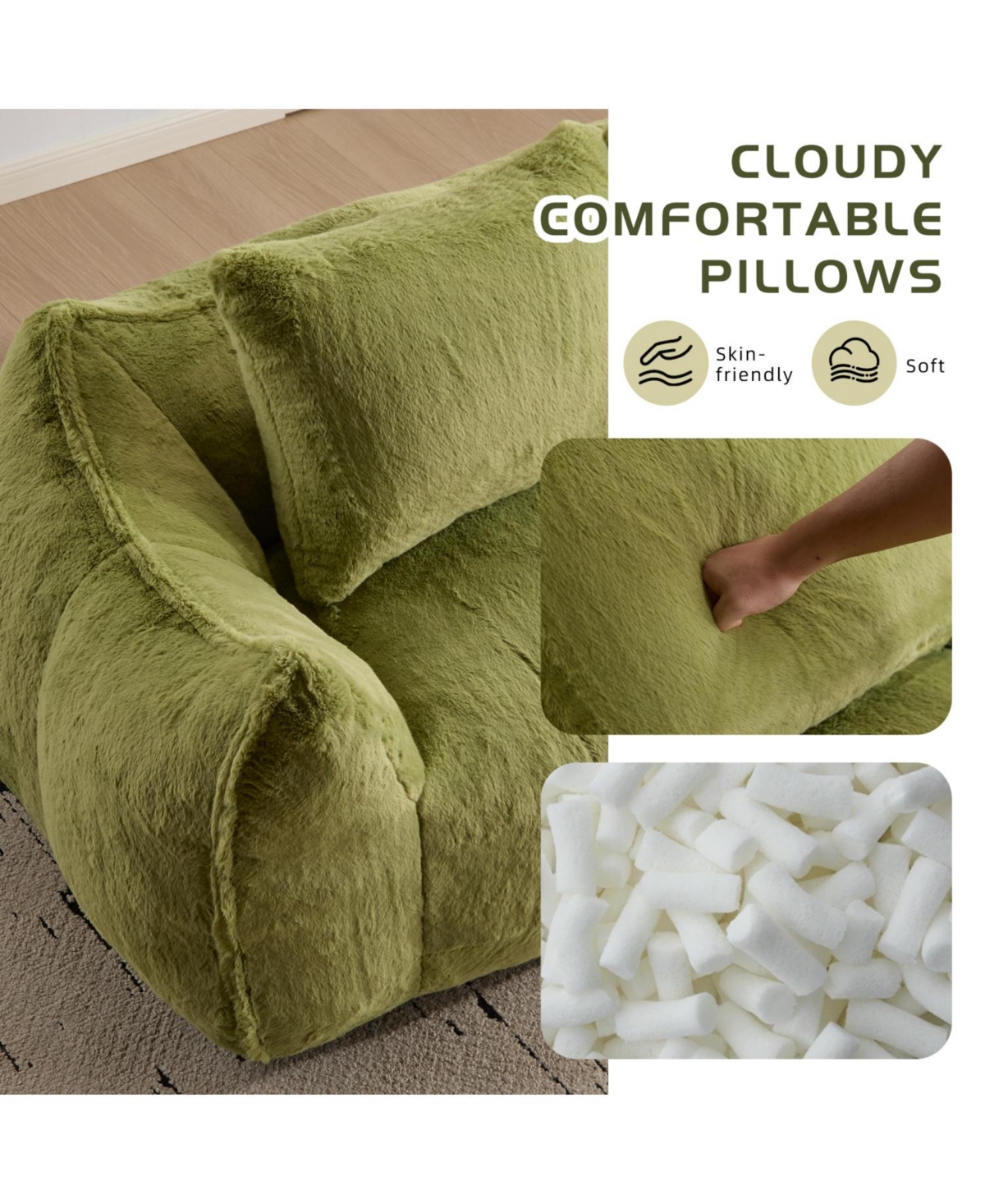 Streamdale Furniture Streamdale Giant Green Bean Bag Couch