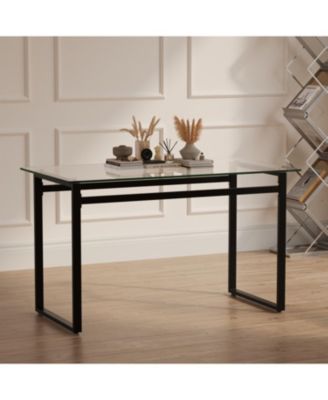 Streamdale 51" Modern Glass Dining Table, Chrome Legs