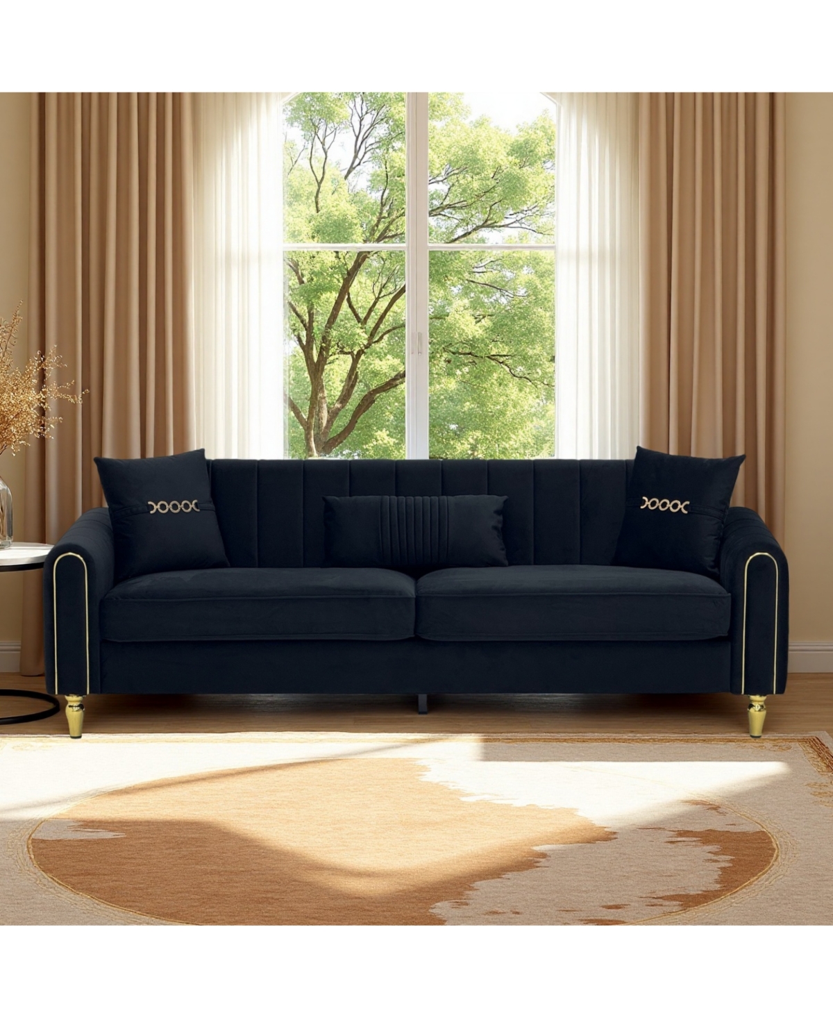 Streamdale Furniture Modern Plush 3-Seater Sofa with Pillows & Metal Legs