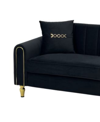 Modern Plush 3-Seater Sofa with Pillows & Metal Legs