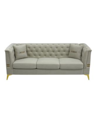 Cream Velvet Tufted Sofa Set - Modern Comfort & Style