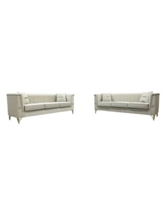 Cream Velvet Tufted Sofa Set - Modern Comfort & Style