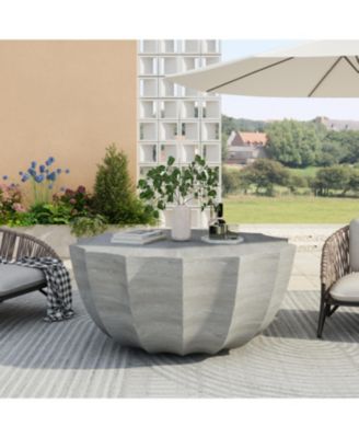 Streamdale 35" Modern Waterproof MgO Cement Coffee Table (Marble White)