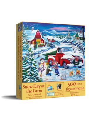 SunsOut Snow Day at the Farm 500 piece Jigsaw Puzzle for Adults ...