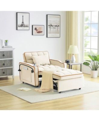 Sofa Bed with Adjustable Back, USB Port, Wheels