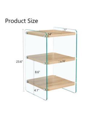 3-Layer Bedside Cabinet with Glass Panels