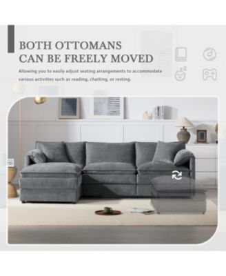 Chenille Modular Sectional Sofa with Ottoman