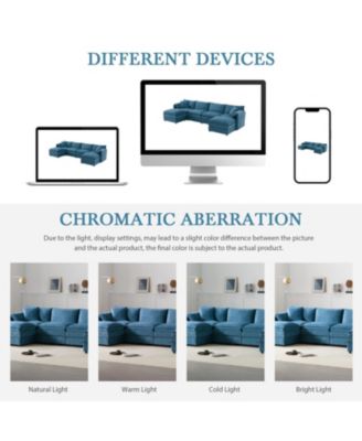 Streamdale 136" Chenille U-Shaped Sectional Sofa with Ottomans