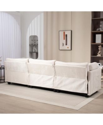 Streamdale 111.42x32.28" 3-Seater Chenille Sofa - Comfy, Cloud-Soft, with Side Pocket