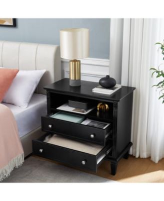 Farmhouse Nightstand with Charging Station and Side Table