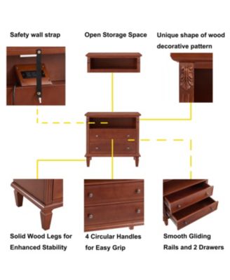 Nightstand with Charging Station and Drawers