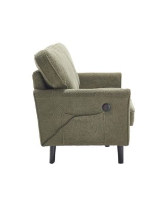 Mid-Century Loveseat with USB, Removable Cover