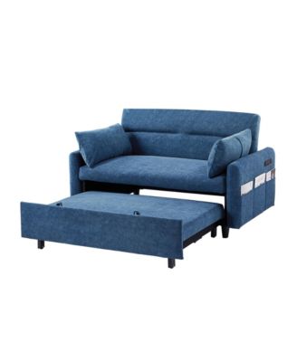 55" Pull Out Sofa Bed with Adjustable Back, Storage, Pillows, USB