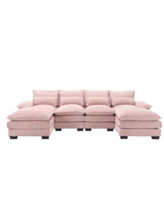  Chenille, high quality sponge filling, solid wood frame, oversized four-seater, U-shaped combination sofa