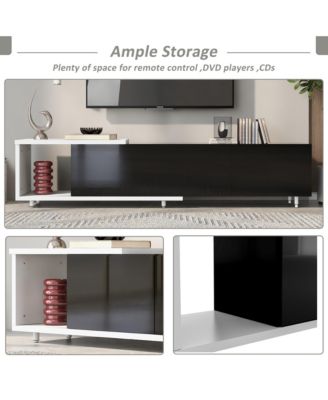 70.1"-100" Modern Stylish ExtendableTV Stand TV Cabinet for 80+inch TV, Black+White