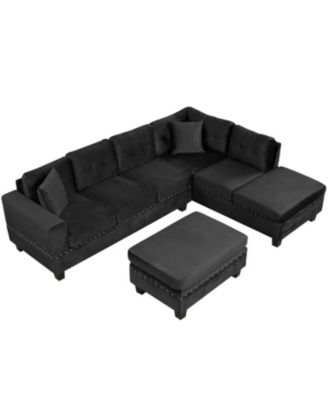 + Sectional Sofa with Storage Ottoman + Fabric (or Leather, if specified) + Storage Feature + Sofa Set