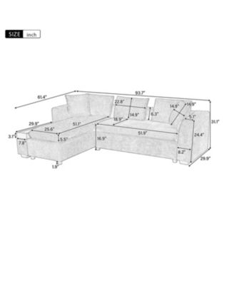 93.7" L-Shaped Sectional Sofa with Storage