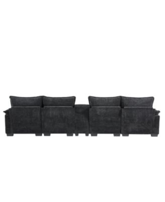 U-Shaped Sectional Sofa with USB & Cup Holders