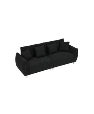 Black Teddy Fleece Sofa with 4 Pillows