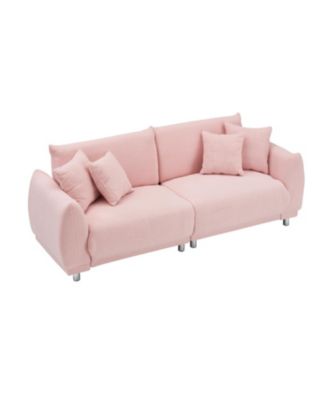 Pink Teddy Fleece Sofa with Pillows
