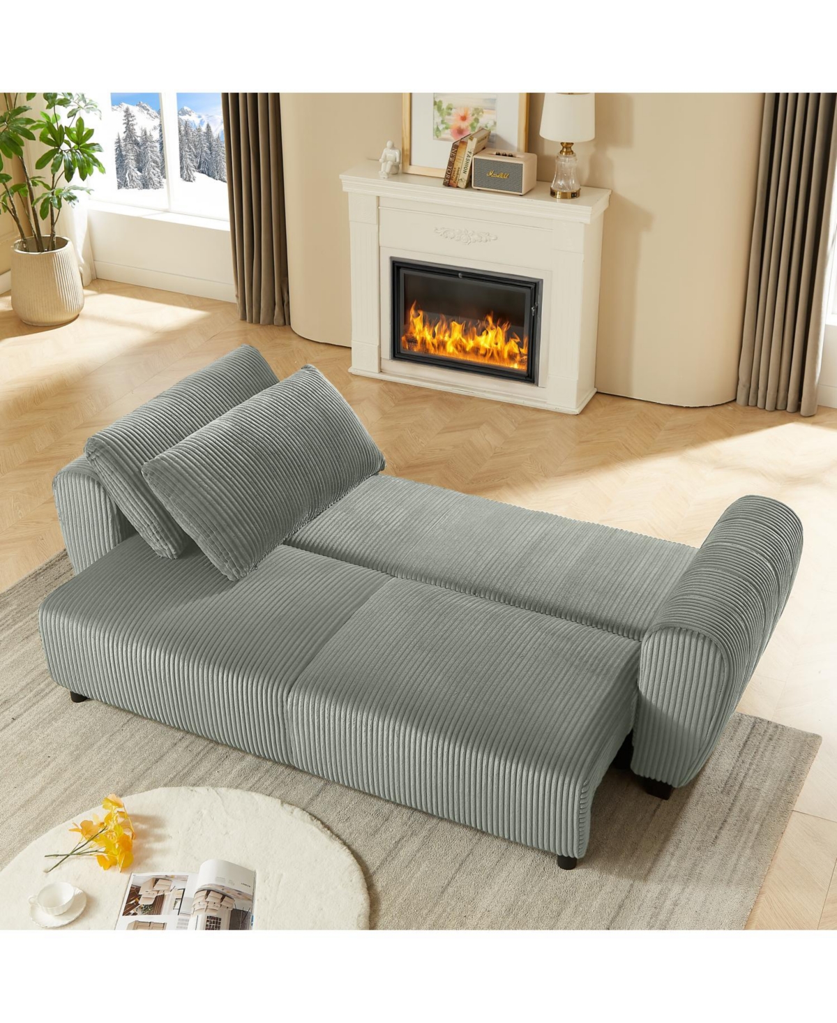 Streamdale Furniture Corduroy Sleeper Sofa with Storage