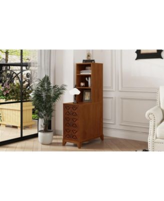 Walnut End Table with 3 Drawers & 2 Shelves