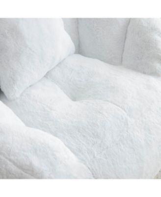 Giant Faux Fur Bean Bag Chair with Footstool