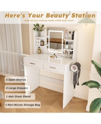LED Vanity Mirror Dressing Table with Lights & Storage