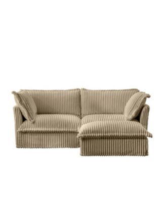 Slipcovered Sectional Sofa with Ottoman - Camel Corduroy