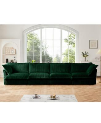 Green Corduroy Slipcovered 4-Seater Sofa