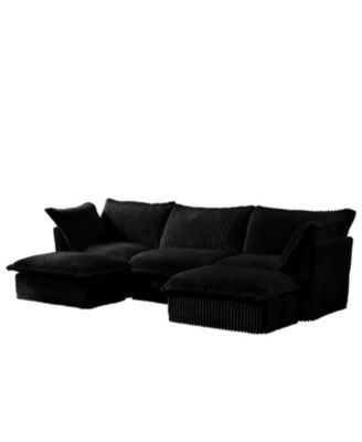 Slipcovered U Shape Sectional Sofa Black