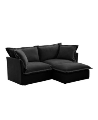 Slipcovered Sectional Sofa with Ottoman - Black