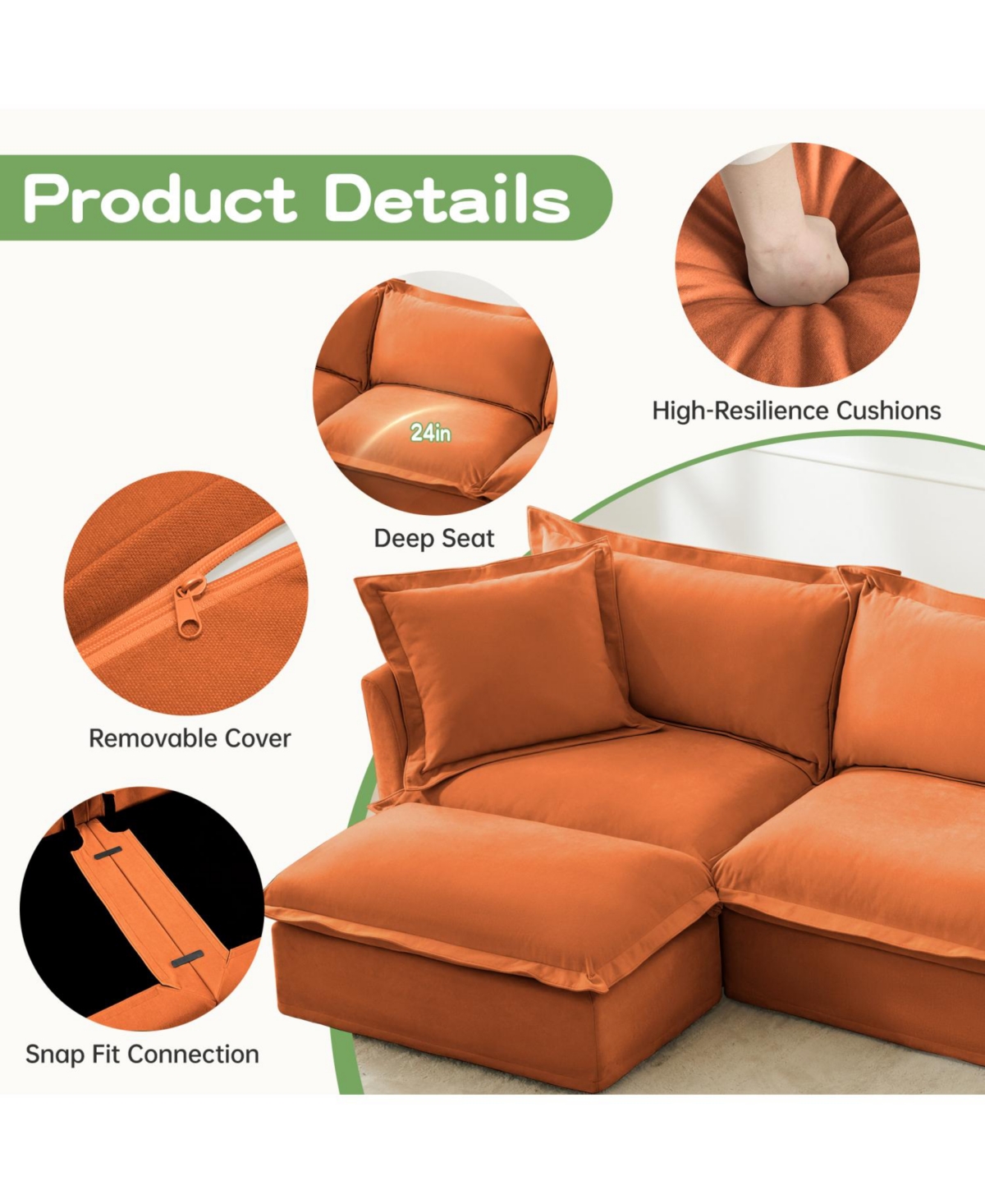 Streamdale Furniture Upholstered Armchair & Ottoman Set (Orange)